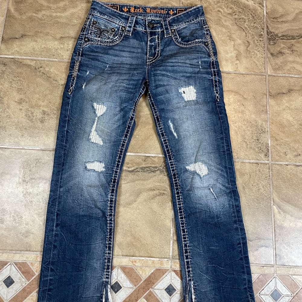 mens distressed rock revival jeans size 30